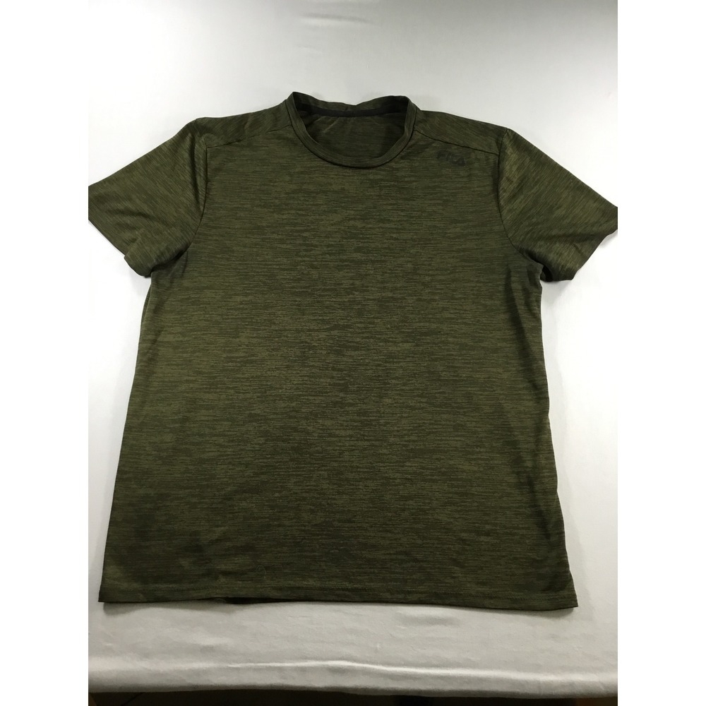 Fila Mens L Heathered Olive Green Short Sleeve Athletic Performance T-Shirt